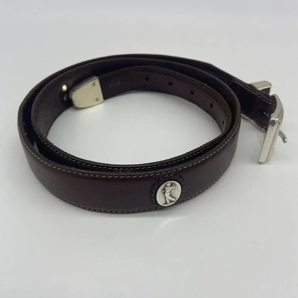 Onyx by Brighton Golf Belt Golfer Medallion Sz 40 Brown Leather 1.25